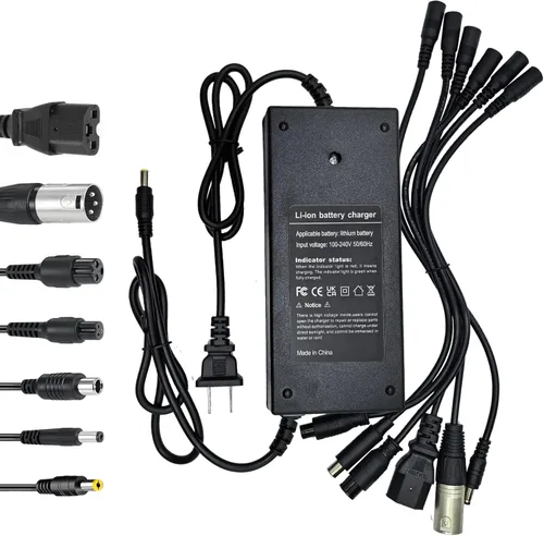 Cargador de 54.6V 3A (7 enchufes) universal para batería de iones de litio 13S 48V, cargador de batería rápido y seguro de 3 clavijas GX16/DC