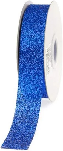 Homeford FJT098210525 Cinta con purpurina de Navidad de 25 yardas, envoltura de regalo, 7/8 pulgadas, azul rey