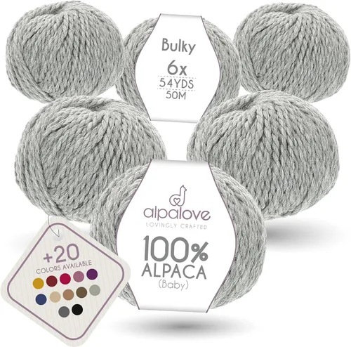 Miniatura 33 de Set de Lana Abultada (6 x 50 g) Súper Suave de Alpaca Bebé para Tejer Antracita 300 Metros