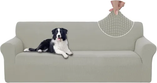Miniatura 17 de U-NICE HOME Funda elástica para sofá, lavable, protector de muebles para sofá de 3 cojines, apta para mascotas (sofá, gris)