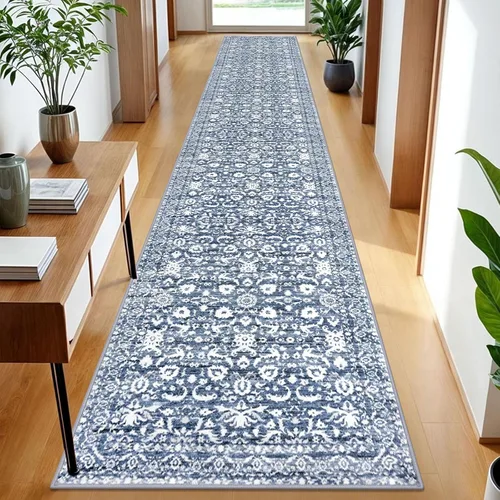 Miniatura 59 de Lansny Alfombra bohemia de 2 x 3 pulgadas, lavable, color negro, azul marino, floral, alfombra de cocina, alfombra de área pequeña de lana