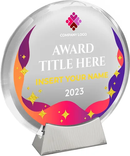 Miniatura 13 de Basic Fundamentals Placa redonda de cristal de platino personalizada, placa como premios y trofeos, placas para empleados de jubilación del mes