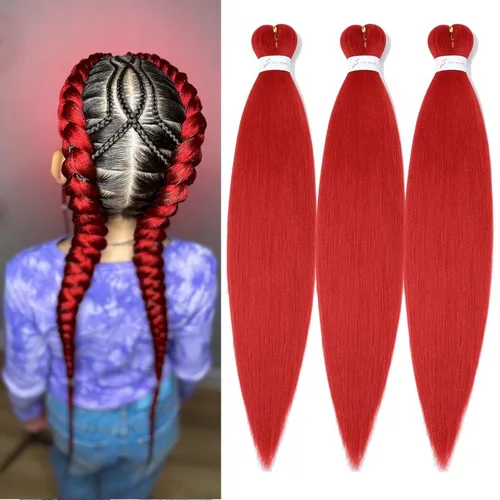 Miniatura 14 de Cabello trenzado preestirado de 18 pulgadas, 3 paquetes de cabello rubio miel preestirado, extensiones de cabello sintético profesional, sin