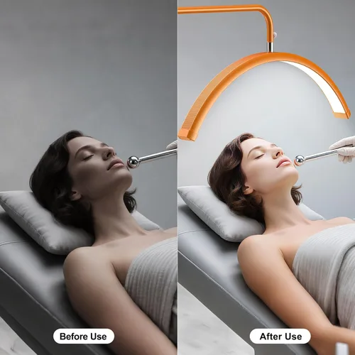 Miniatura 5 de AURELLE Half Moon Luz para Pestañas - Lámpara de Pie LED Ajustable para Pestañas con Lupa 4X y Soporte para Teléfono para Extensiones de Pestañas