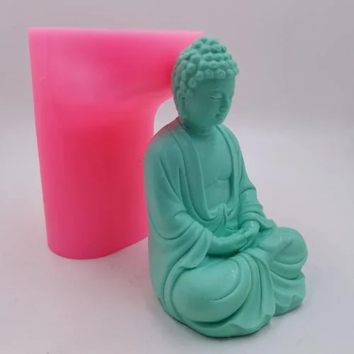 Miniatura 5 de Big Buddha - Molde de vela artesanal de silicona budista, molde de vela de silicona decorada, resina epoxi, moldes de silicona, moldes de estatua