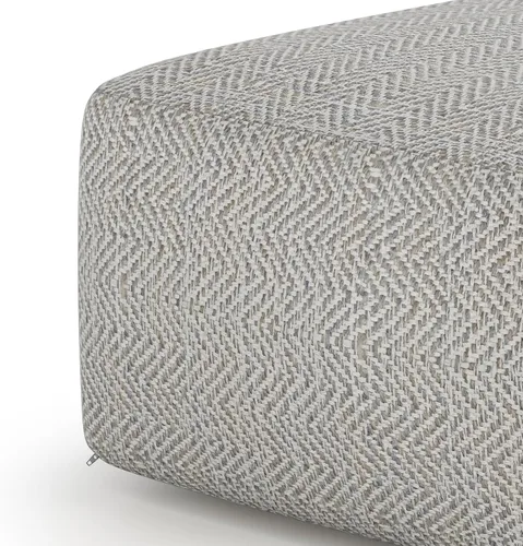 Miniatura 7 de SIMPLIHOME Nate - Puf cuadrado – Otomano tapizado de algodón tejido a mano de 20 pulgadas de ancho en mezcla gris estampada, taburete bohemio