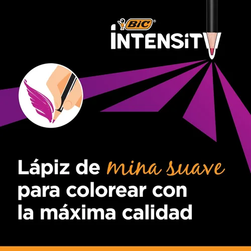 Miniatura 7 de BIC Intensity Lápices de colores en estuche de cartón de alta calidad apto para adultos, varios colores, paquete de 24