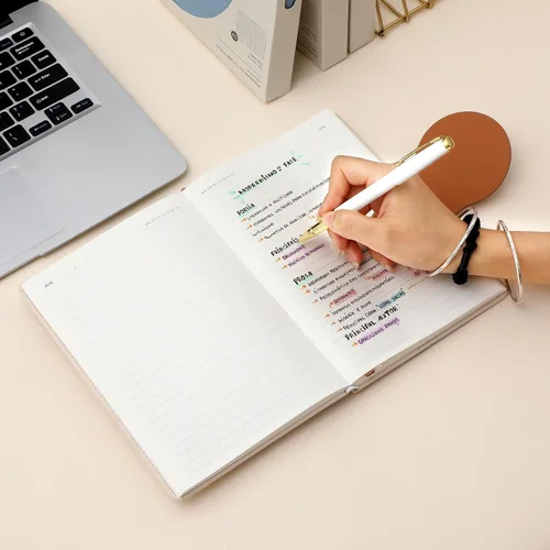 Miniatura 4 de CAGIE Diario rayado para mujeres, diarios de cuero de 100GSM para escribir con cierre de hebilla, cuaderno de tapa dura A5, diario para negocios
