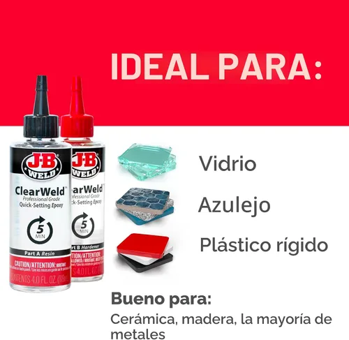 Miniatura 7 de J-B Weld Set epoxi ClearWeld de 5 minutos de tamaño profesional