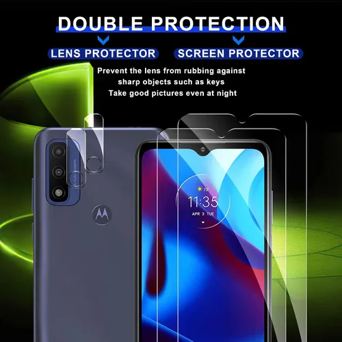 Miniatura 2 de Protector de pantalla de vidrio templado para Motorola Moto G Pure 2021 y 2 protectores de lente de cámara, claridad HD, antiarañazos, compatible