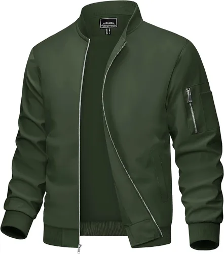 MAGCOMSEN Chaqueta para hombre, ligera, cortavientos, chaqueta bomber resistente al viento, chaqueta casual con cremallera, abrigos ropa exterior
