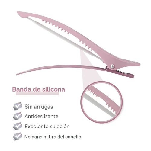 Miniatura 3 de AIMIKE Pinzas para seccionar el cabello con banda de silicona - 6 piezas, sin arrugas, con pico de pato para peinar, cortar y rodillos