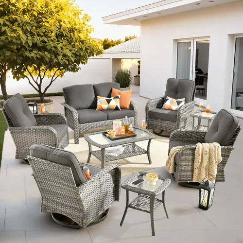 Miniatura 39 de ovios Juego de 2 piezas de muebles para patio, sillas de mimbre para exteriores de 2, sillas de ratán de respaldo alto para todo tipo de clima de 2