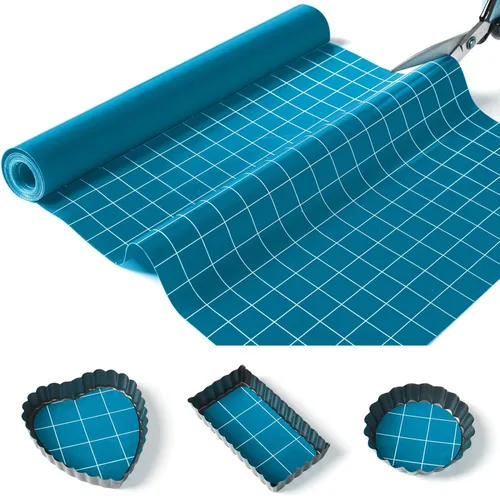Miniatura 9 de Rollo de silicona para hornear de 16 pulgadas x 5 pies, corte libre, tapete antideslizante para repostería, revestimiento antiadherente reutilizable