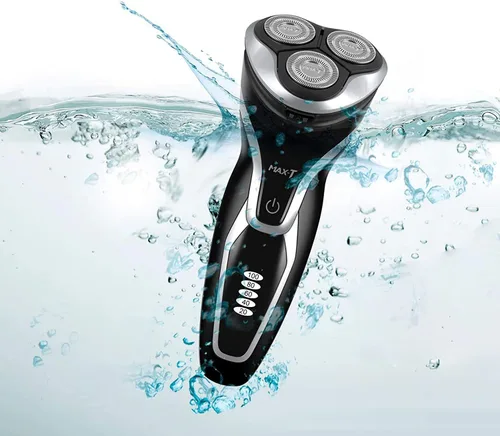 Miniatura 8 de MAX-T Maquinilla de afeitar eléctrica para hombres, afeitadora rotativa 4D para hombres, afeitadora recargable en húmedo y seco con recortadora