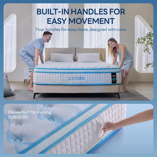 Miniatura 9 de LIKIMIO Colchón híbrido de tamaño individual de 12 pulgadas, fabricado en Estados Unidos, colchón en una caja, espuma viscoelástica de gel