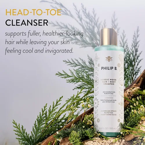 Miniatura 3 de PHILIP B Nordic Wood - Champú para el cabello + cuerpo, 11.8 onzas líquidas (11.8 fl oz), enjabona lujosamente, acondiciona mientras te deja sentir