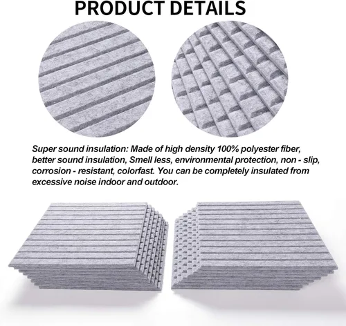 Miniatura 3 de 16 paneles de pared insonorizados de grado profesional, paneles acústicos, paneles de sonido de primera calidad, mejor que la espuma, diseño de Negro