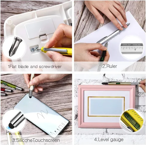 Miniatura 6 de Zhanmai 16 Piezas Bolígrafos Multiherramienta 6 en 1 Juego de Bolígrafos Multi-herramienta con Repuestos para Regalos de Cumpleaños de Hombres