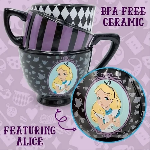 Miniatura 5 de Silver Buffalo Disney Alicia en el país de las maravillas Taza de té apiladas de cerámica esculpida en 3D, 20 onzas (591.4 ml)