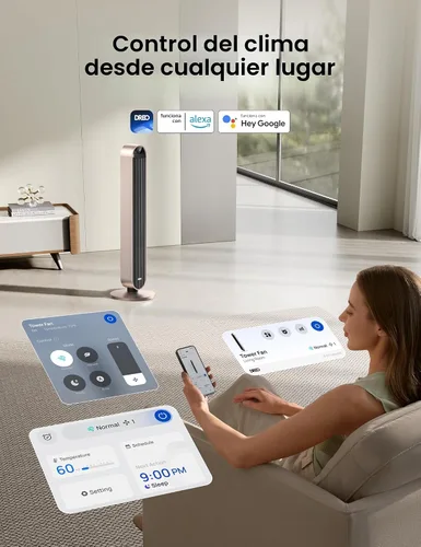 Miniatura 6 de Ventilador de torre inteligente Dreo con control de voz, ventilador oscilante de 120° compatible con Alexa/Google/App/control remoto, 42 pulgadas