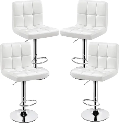 Miniatura 23 de Topeakmart Taburetes de bar modernos de altura ajustable, taburete giratorio de piel sintética, silla trasera de isla de cocina, taburete giratorio