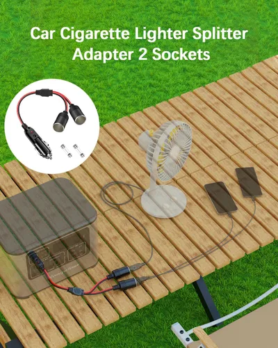 Miniatura 8 de Adaptador divisor de encendedor de cigarrillos para automóvil, 2 enchufes, cable de extensión de salida múltiple de 12 V-24 V, doble enchufe hembra
