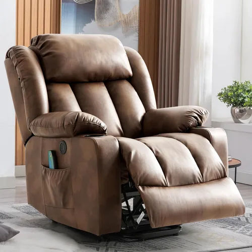 Miniatura 10 de Silla reclinable eléctrica con función de elevación para ancianos, sillas reclinables eléctricas para adultos con masaje y calor, portavasos