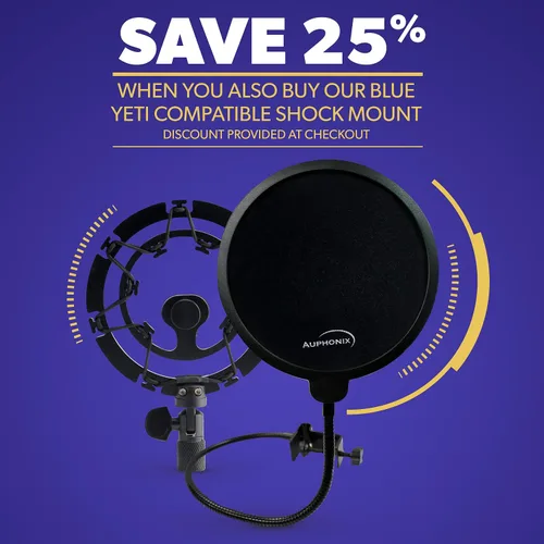 Miniatura 8 de Filtro de interferencias Auphonix, para micrófono Blue Yeti, Negro