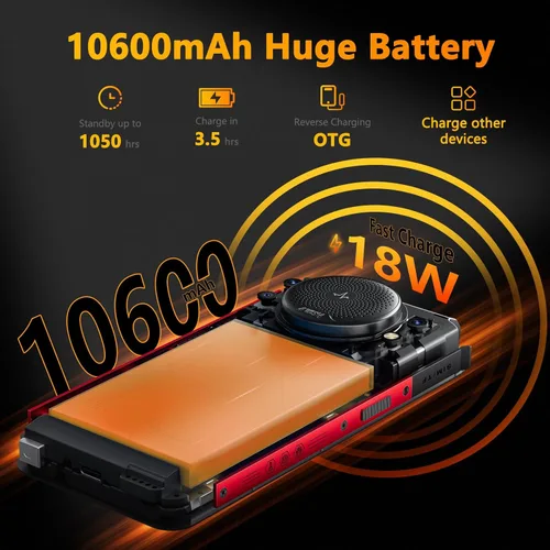 Miniatura 4 de FOSSIBOT F101P Android 13 Teléfono inteligente resistente, 7 GB+64 GB /1 TB Teléfono de llamada resistente 10600 mAh Teléfono desbloqueado 123dB Rojo