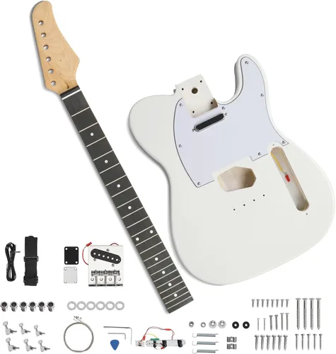 Miniatura 16 de Ktaxon Kit de guitarra eléctrica DIY con cuerpo de caoba, kit de guitarra eléctrica de 6 cuerdas de tamaño completo con cuello de arce, correa