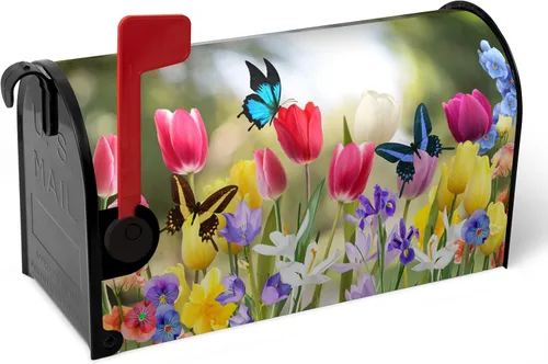 Miniatura 25 de Funda para buzón de verano magnética, girasol de verano impermeable, fundas para buzón de primavera, mariposas florales, buzón de poste, cubiertas