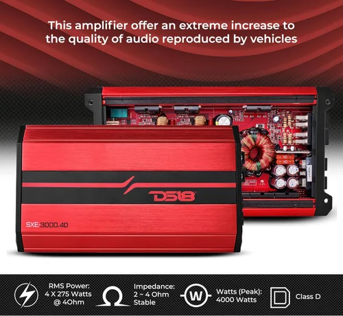 Miniatura 3 de DS18 SXE-4000.4D/RD Amplificador de coche estéreo de rango completo clase D 4 canales 275x4 RMS @4 OHM 4000 vatios - Amplificador potente y compacto