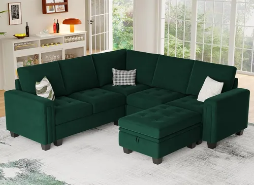 Miniatura 2 de Belffin Módulo de terciopelo de un solo asiento para sofá modular seccional, sofá sin brazos, tela moderna, color verde