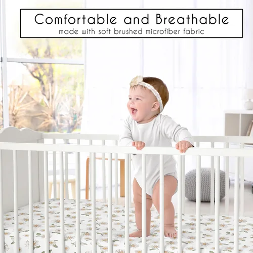 Miniatura 2 de Sweet Jojo Designs Sábanas bajeras para cuna (floral vintage de margaritas) para niñas, guardería infantil, habitación de niños pequeños