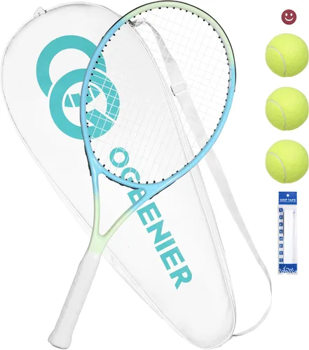 OGEENIER 27 Inch Adult Tennis Racket Set, Pre-Strung Beginners Tennis Racquet, Lightweight and Recreational Aluminum Rackets with Overgrip, Tennis