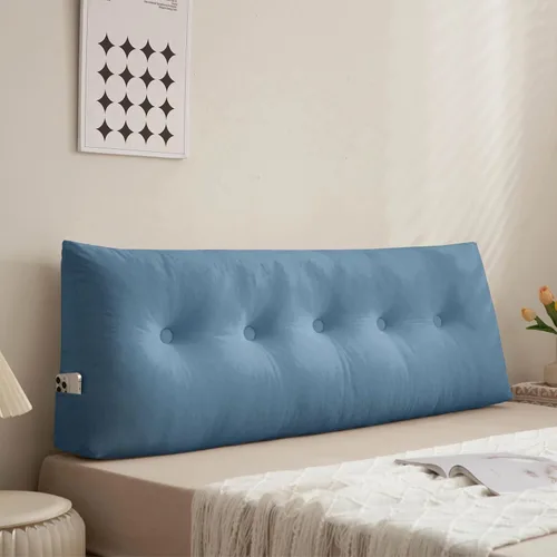 Miniatura 12 de Almohada triangular para cabecero de cama individual, cojín de cuña para cabecero, color verde aguamarina, 39 x 4.7 x 15.7 pulgadas, cojines de cuña
