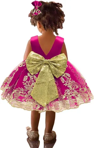Miniatura 37 de CMMCHAAH - Vestidos de encaje para concursos de niñas bebés de 0-6 años, vestido formal para fiestas con diadema