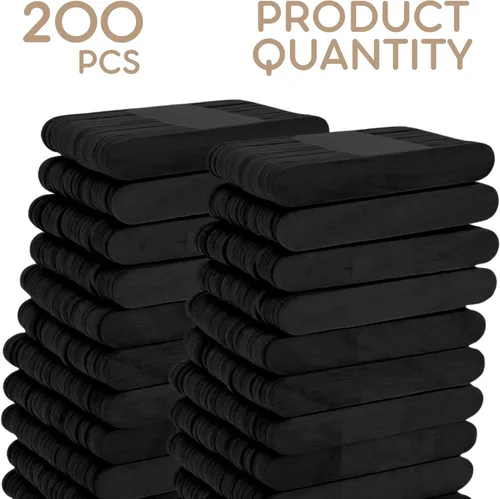 Miniatura 5 de 200 palitos grandes de madera negra para manualidades, barras planas gigantes de paletas negras de 8 pulgadas para manualidades, barras planas