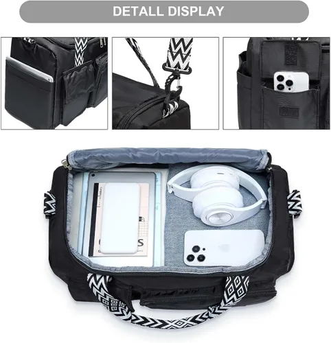 Miniatura 303 de Pequeña bolsa de gimnasio para mujer, bolsa de viaje con compartimento para zapatos