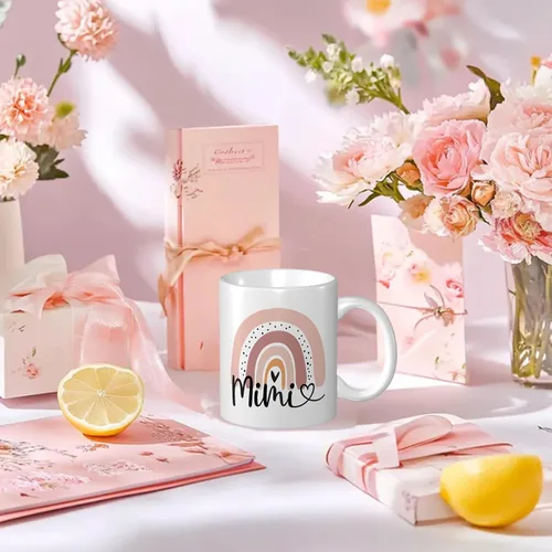 Miniatura 3 de Divertida taza de café para tía, regalo de cumpleaños/Navidad de sobrino/sobrino, taza de cerámica de arte arcoíris para tía, regalo lindo y único