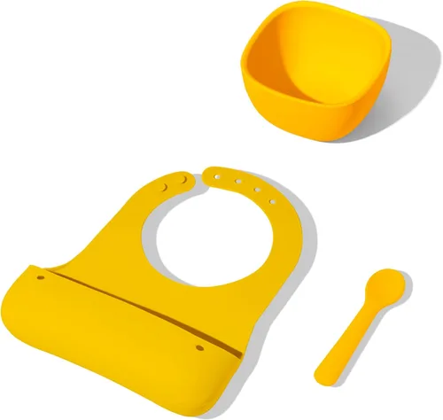 Miniatura 16 de Avanchy Baberos de silicona para bebé, impermeables, ajustables, sin BPA, juego unisex suave para niños pequeños con cuchara a juego