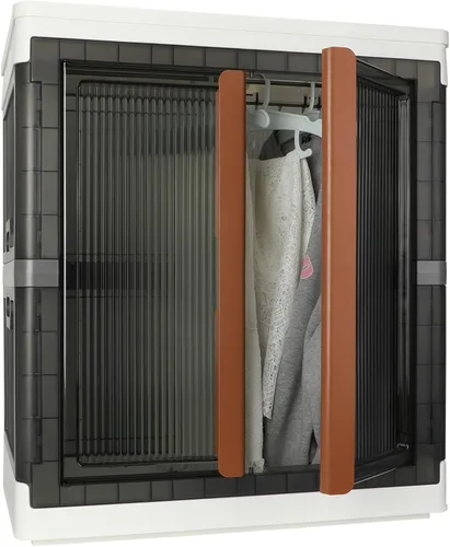 Miniatura 16 de Caja de almacenamiento, gabinete de plástico, capacidad de 8.4 galones (32L por una), 2 unidades, caja plegable con tapas, cajón plegable
