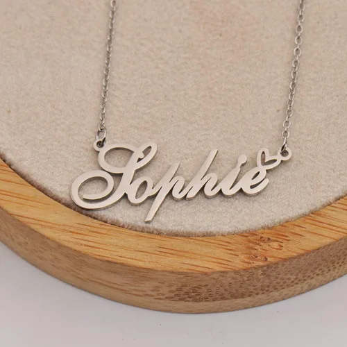 Miniatura 3 de HUAN XUN Collar personalizado con cualquier nombre para mujer en oro y plata