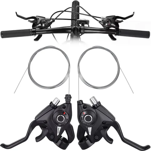 Miniatura 8 de TOBWOLF Palancas de freno de bicicleta, juego de palanca de cambios de bicicleta de montaña de 3 x 7 de 21 velocidades, kit de palanca de freno