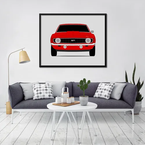 Miniatura 8 de Custom Car Posters Póster hecho a mano compatible con Chevy Camaro SS 1969 de 1ª generación, decoración de pared, 8 x 10 pulgadas, impresión
