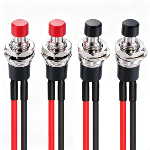 Miniatura 20 de Twidec /6 unids interruptor de botón momentáneo de 0.472 in agujero de montaje de 1/2 "encendido apagado mini redondo impermeable negro con cables