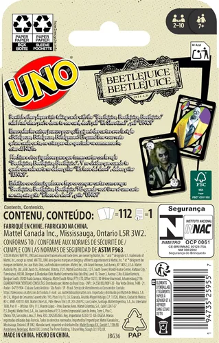 Miniatura 6 de Mattel Games UNO Beetlejuice Beetlejuice Juego de Cartas para Niños, Adultos y Familia con Baraja y Regla Especial Inspirada en la Película