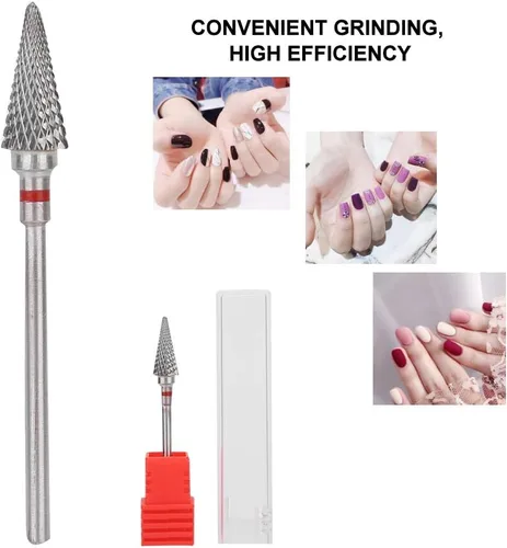 Miniatura 4 de Keenso Broca de uñas, forma cónica profesional, punta de manicura de acero de tungsteno para manicura, pedicura, eliminación de gel, semipermanente