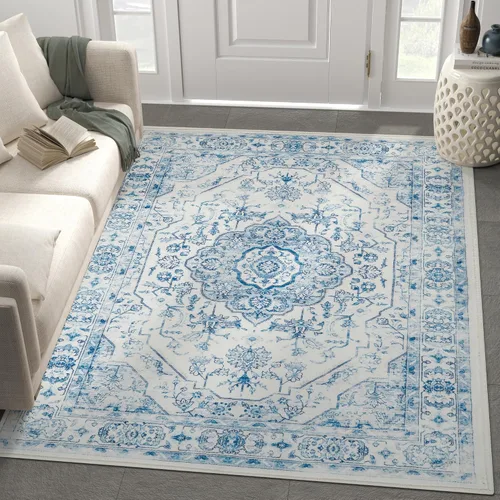 Miniatura 49 de jinchan Alfombra de área pequeña lavable floral vintage, alfombra de entrada simétrica de medio círculo de 2 x 3, alfombra de entrada suave de pelo